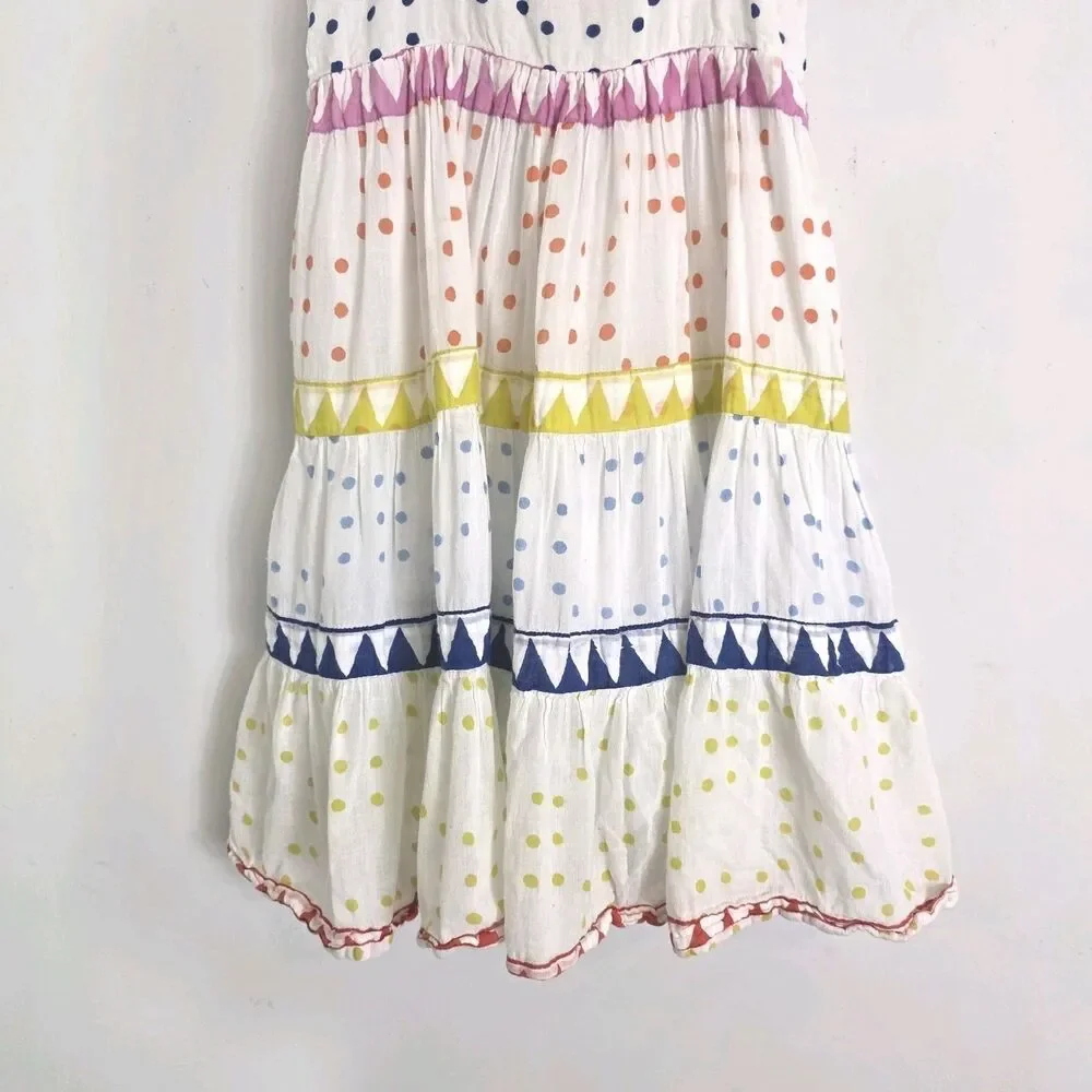 Oliphant Tuckernuck Trapeze Tiered Dress Lined 100% Cotton Smocked Back SZ 5